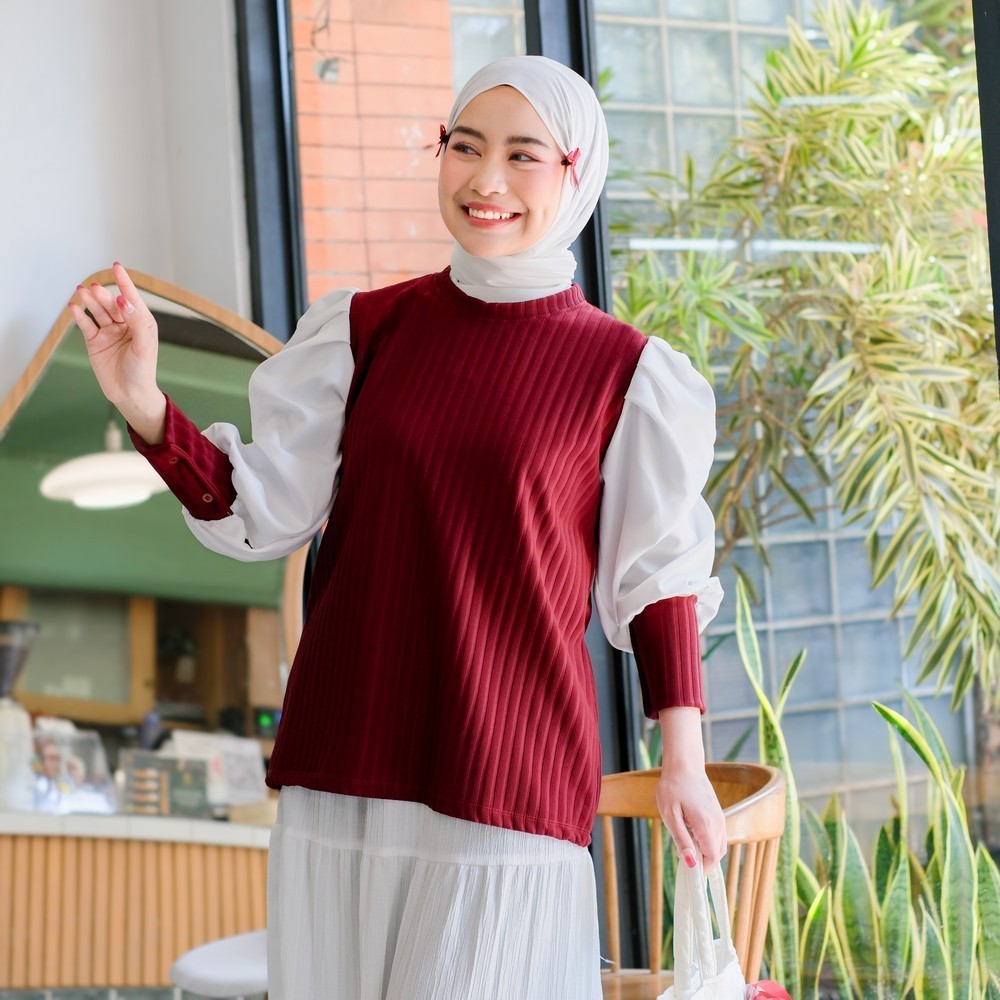 Kinan Puff Sleeve Tops - Blouse Lengan Ballon - Atasan Wanita Korean Style
