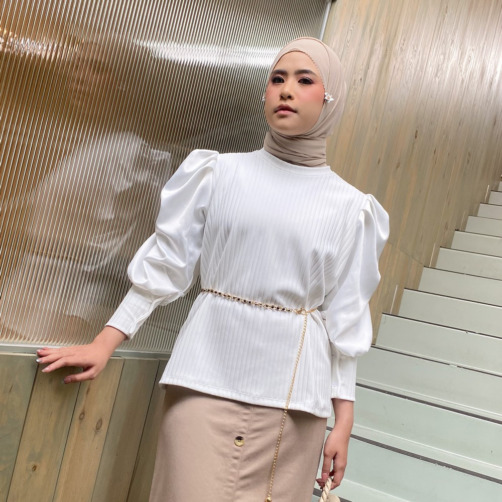 Kinan Puff Sleeve Tops - Blouse Lengan Ballon - Atasan Wanita Korean Style
