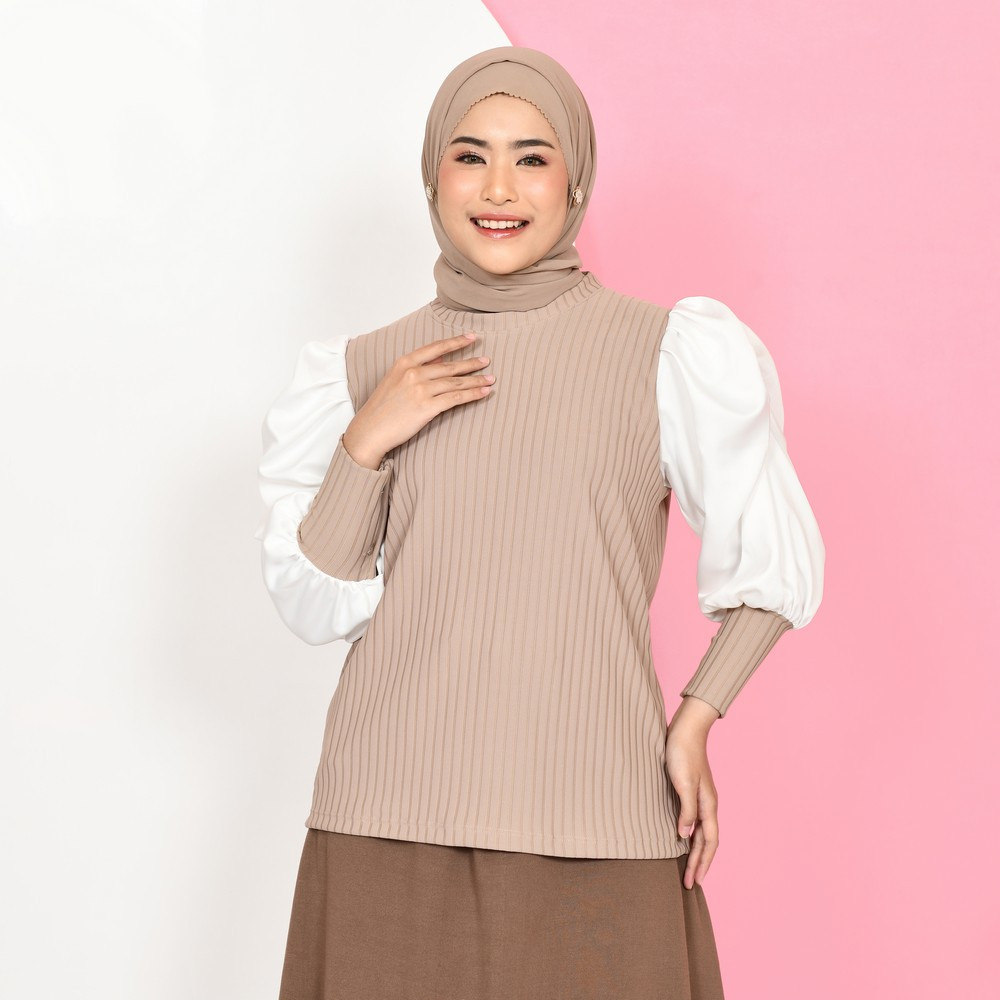 Kinan Puff Sleeve Tops - Blouse Lengan Ballon - Atasan Wanita Korean Style