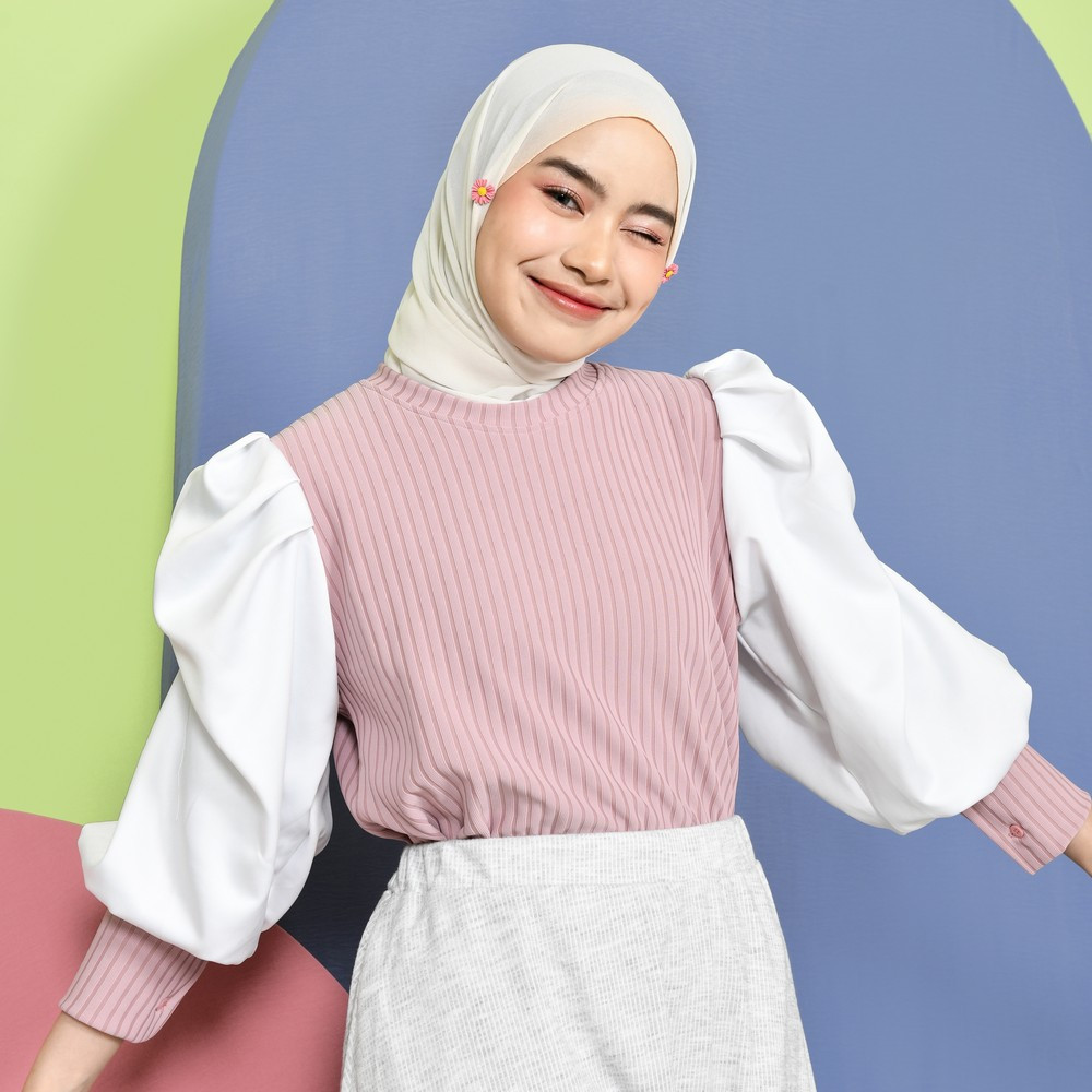 Kinan Puff Sleeve Tops - Blouse Lengan Ballon - Atasan Wanita Korean Style