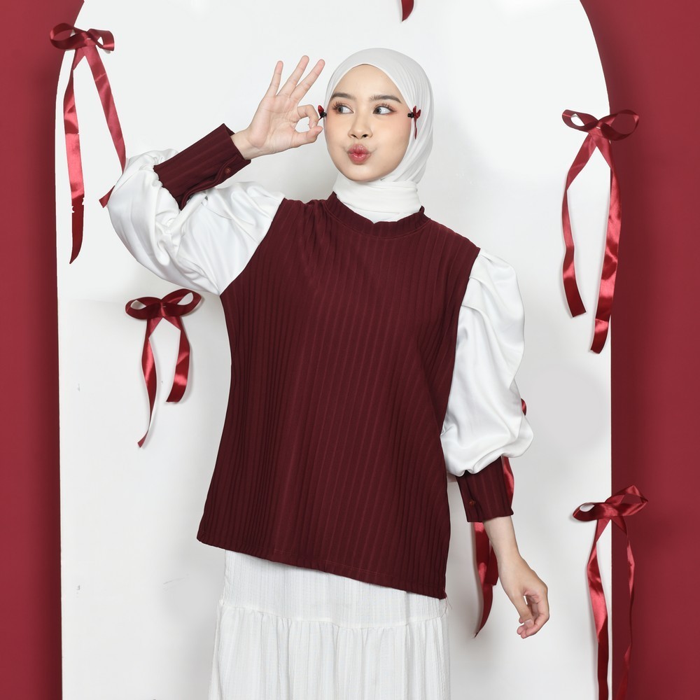 Kinan Puff Sleeve Tops - Blouse Lengan Ballon - Atasan Wanita Korean Style
