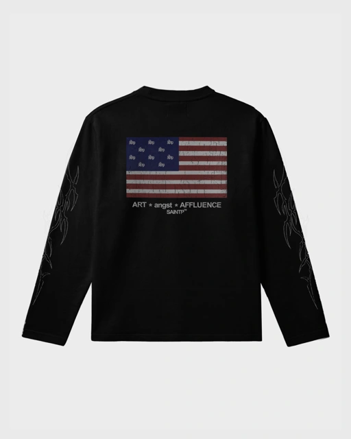 Image of USA Long Sleeve Tee (Black)