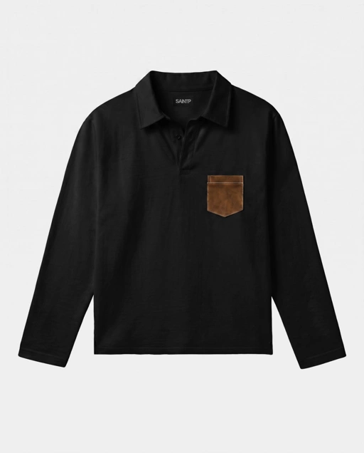 Long Sleeve Polo Shirt (Black)
