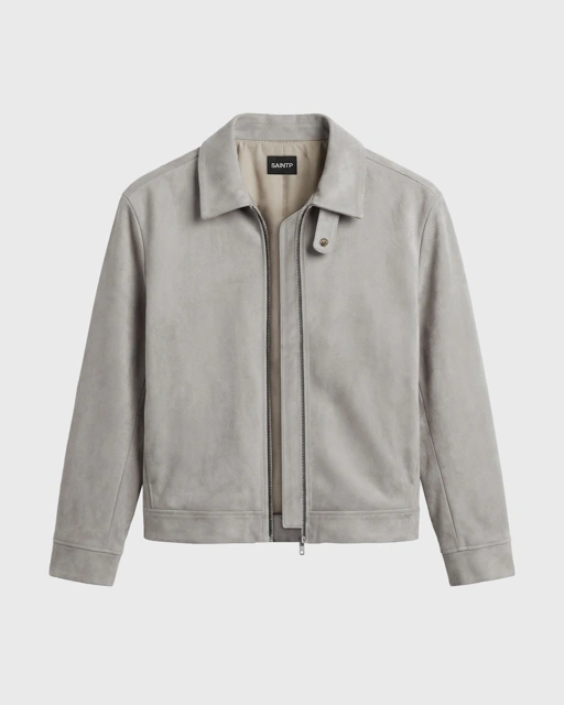 Image of Stone Gray Suede Jacket 