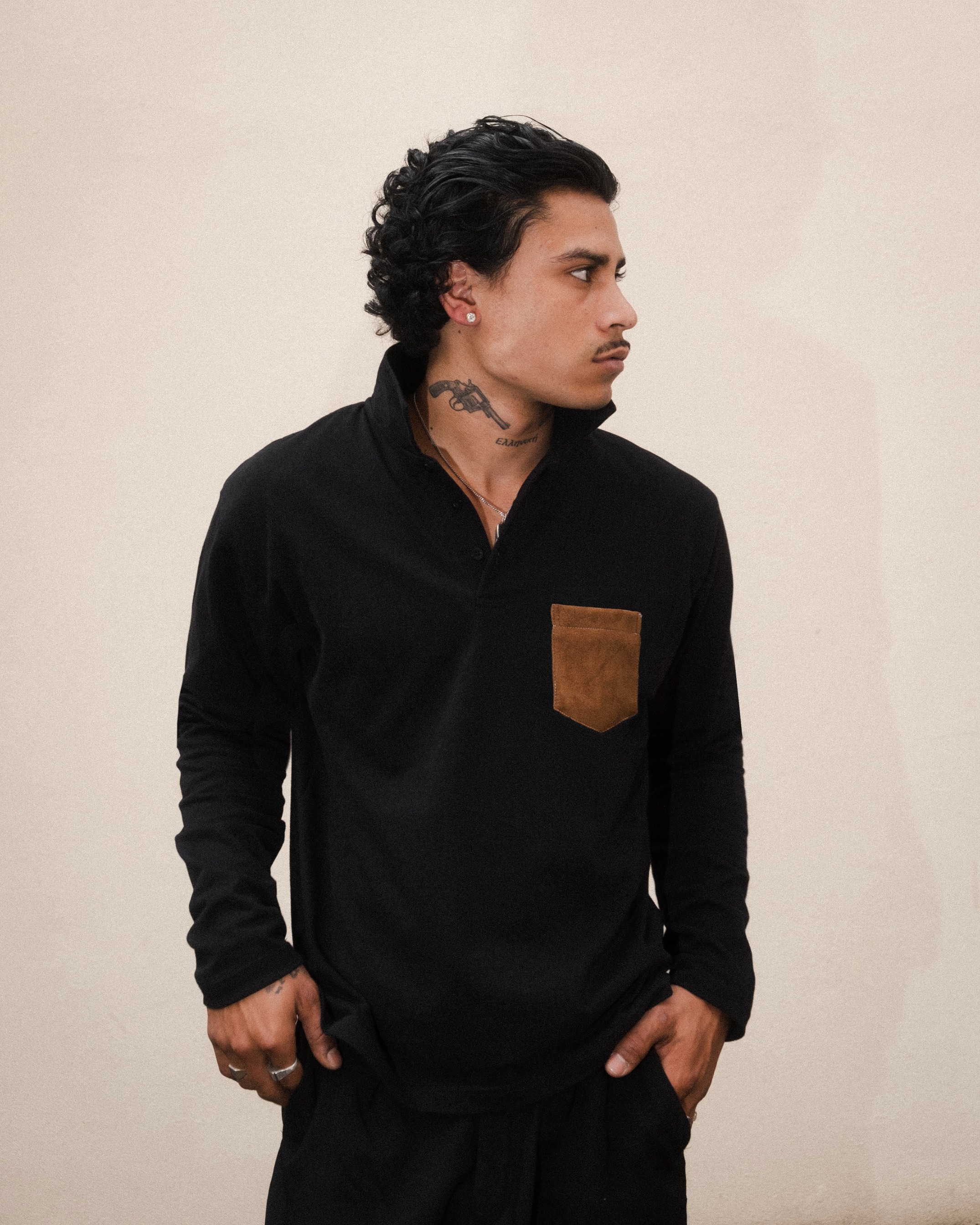 Long Sleeve Polo Shirt (Black)