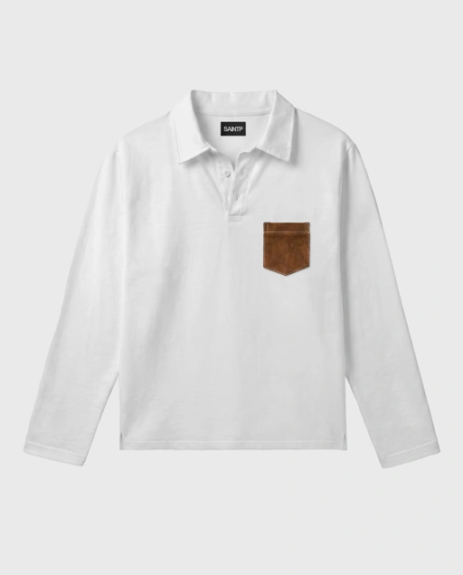 Image of Long Sleeve Polo Shirt (White)