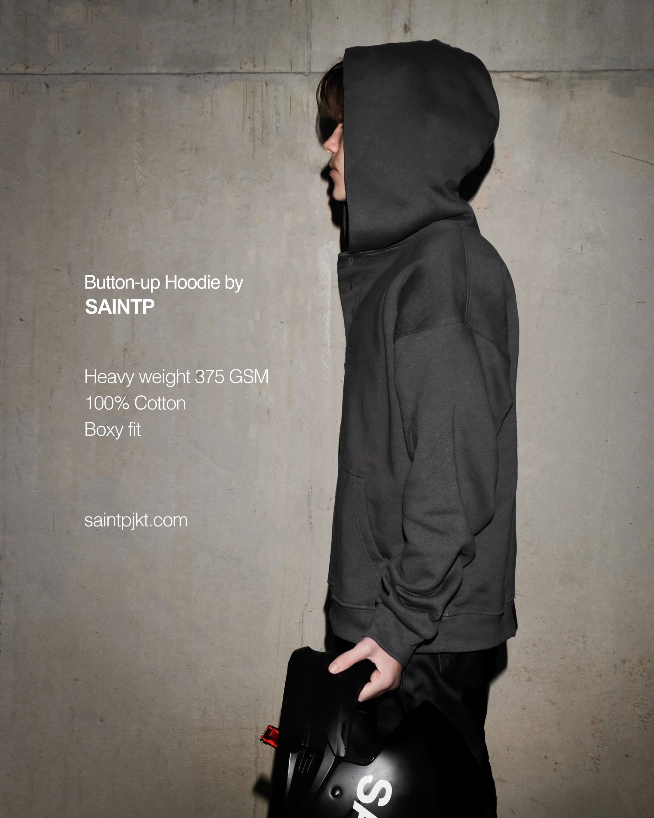 button-up Hoodie (Ash Gray)