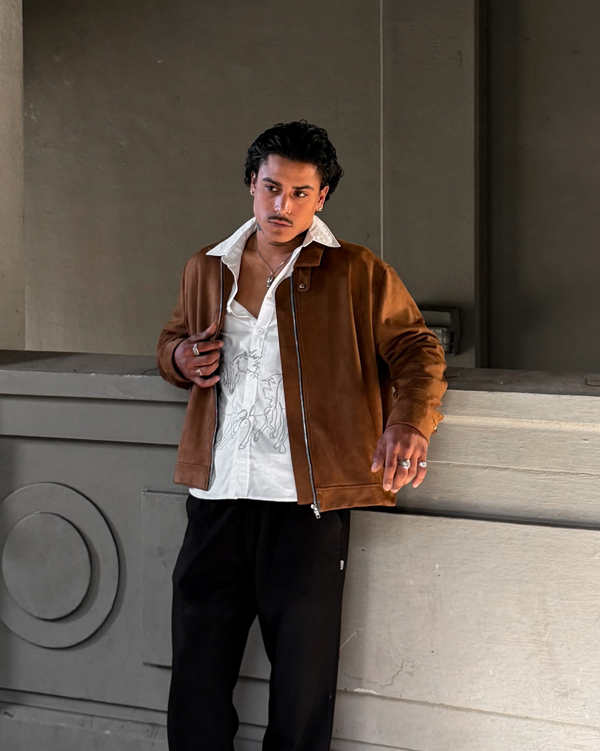 'Tobacco Brown' Suede Jacket 