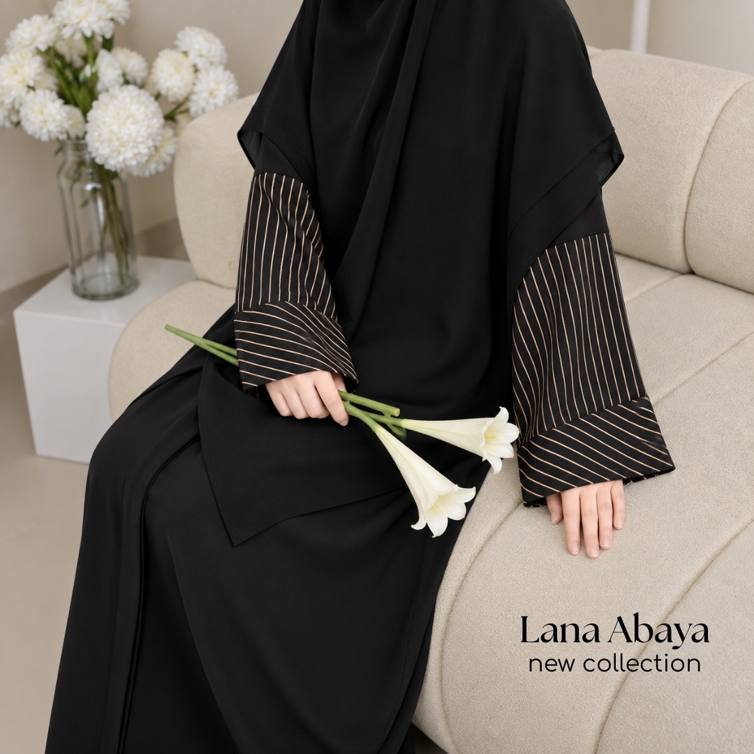 Abaya Hitam Mewah Elegan Jetblack Premium - Lana Abaya by KUPNAD