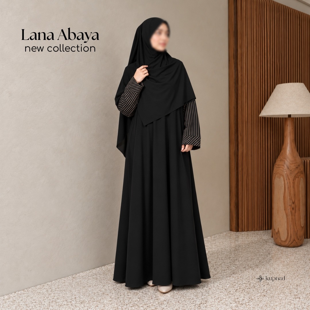 Abaya Hitam Mewah Elegan Jetblack Premium - Lana Abaya by KUPNAD