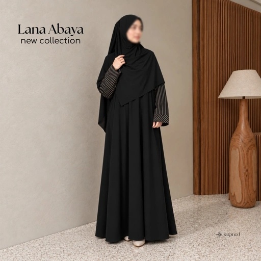 Abaya Hitam Mewah Elegan Jetblack Premium - Lana Abaya by KUPNAD