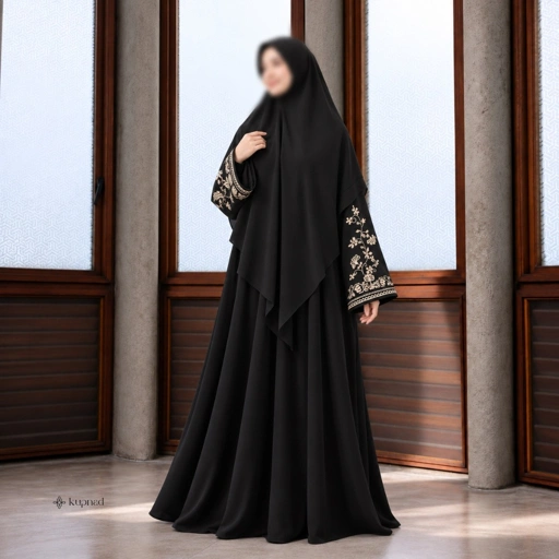 Abaya Bordir Tangan Elegan dan Mewah Busui Friendly - Yeorin Abaya by KUPNAD
