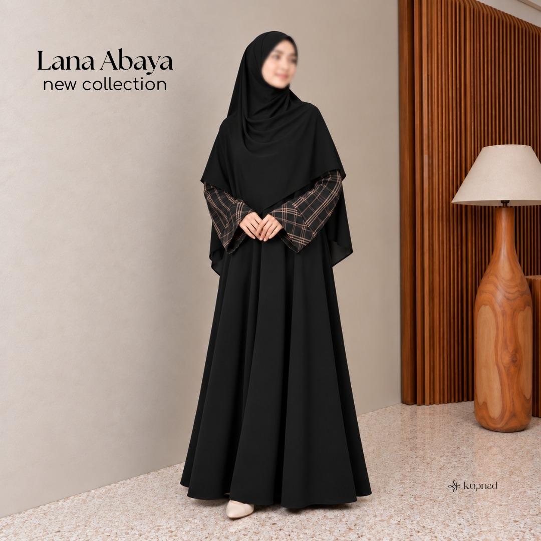 Abaya Hitam Mewah Elegan Jetblack Premium - Lana Abaya by KUPNAD