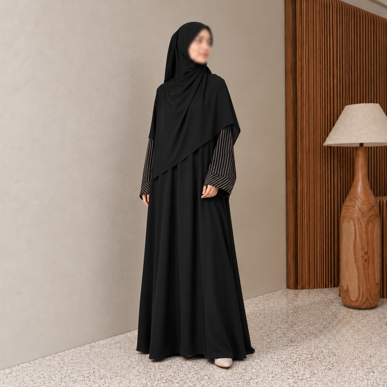 Abaya Hitam Mewah Elegan Jetblack Premium - Lana Abaya by KUPNAD