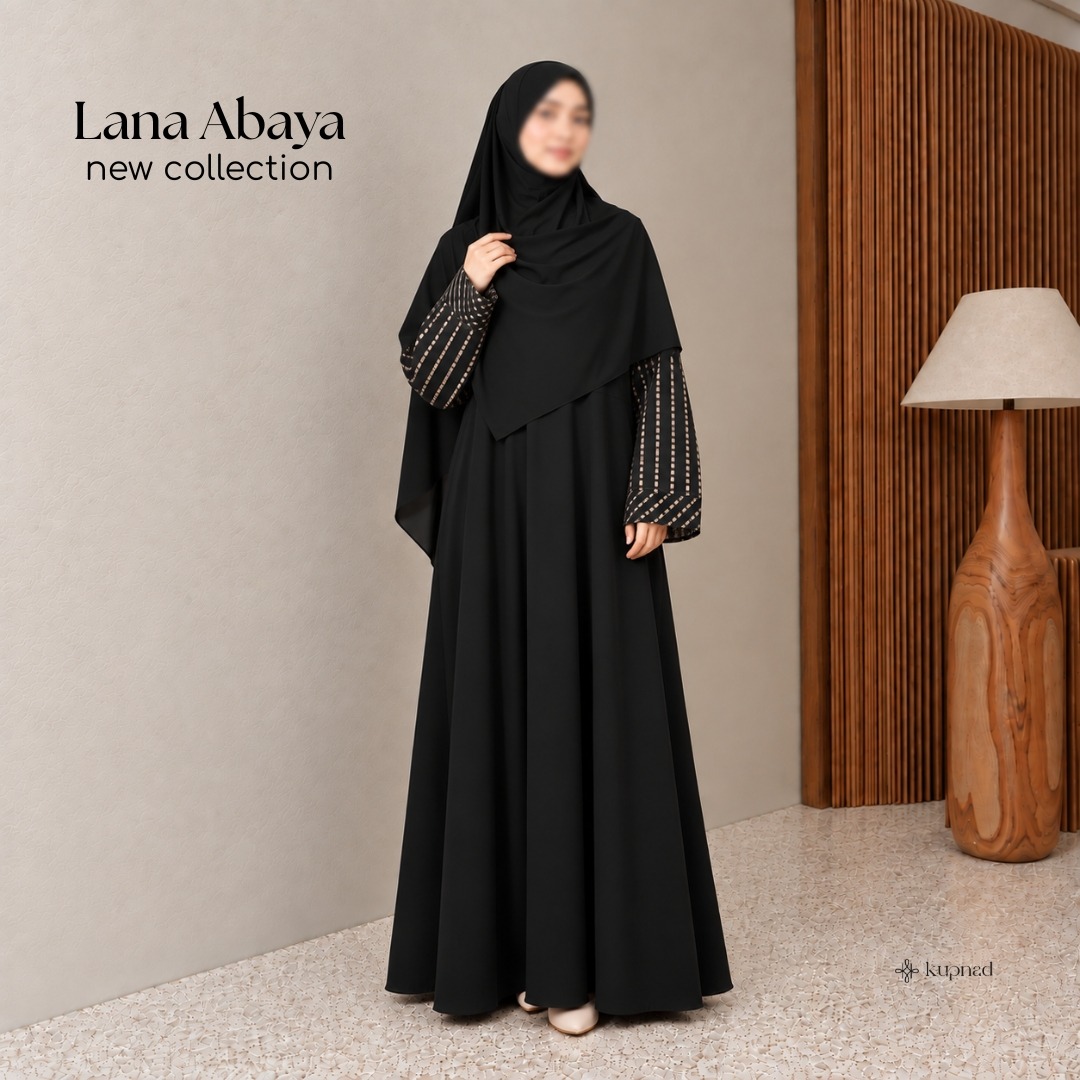 Abaya Hitam Mewah Elegan Jetblack Premium - Lana Abaya by KUPNAD