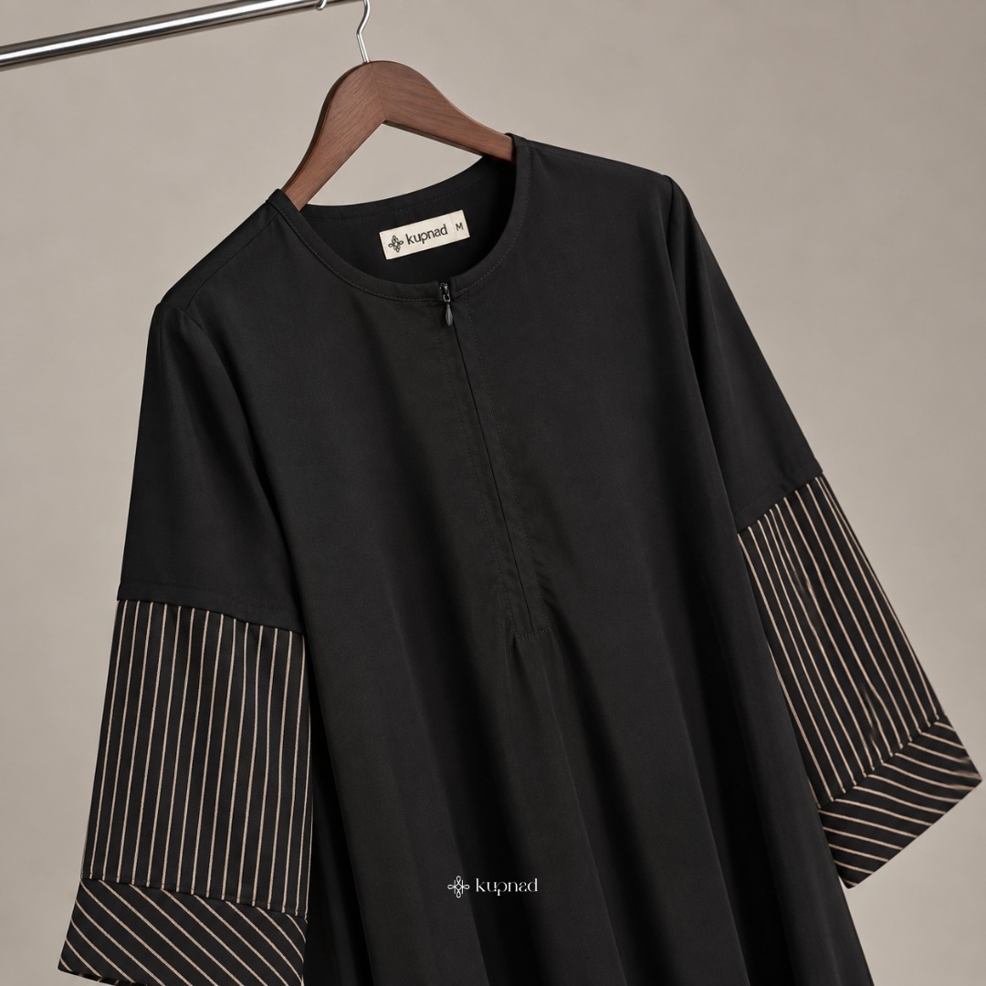 Abaya Hitam Mewah Elegan Jetblack Premium - Lana Abaya by KUPNAD