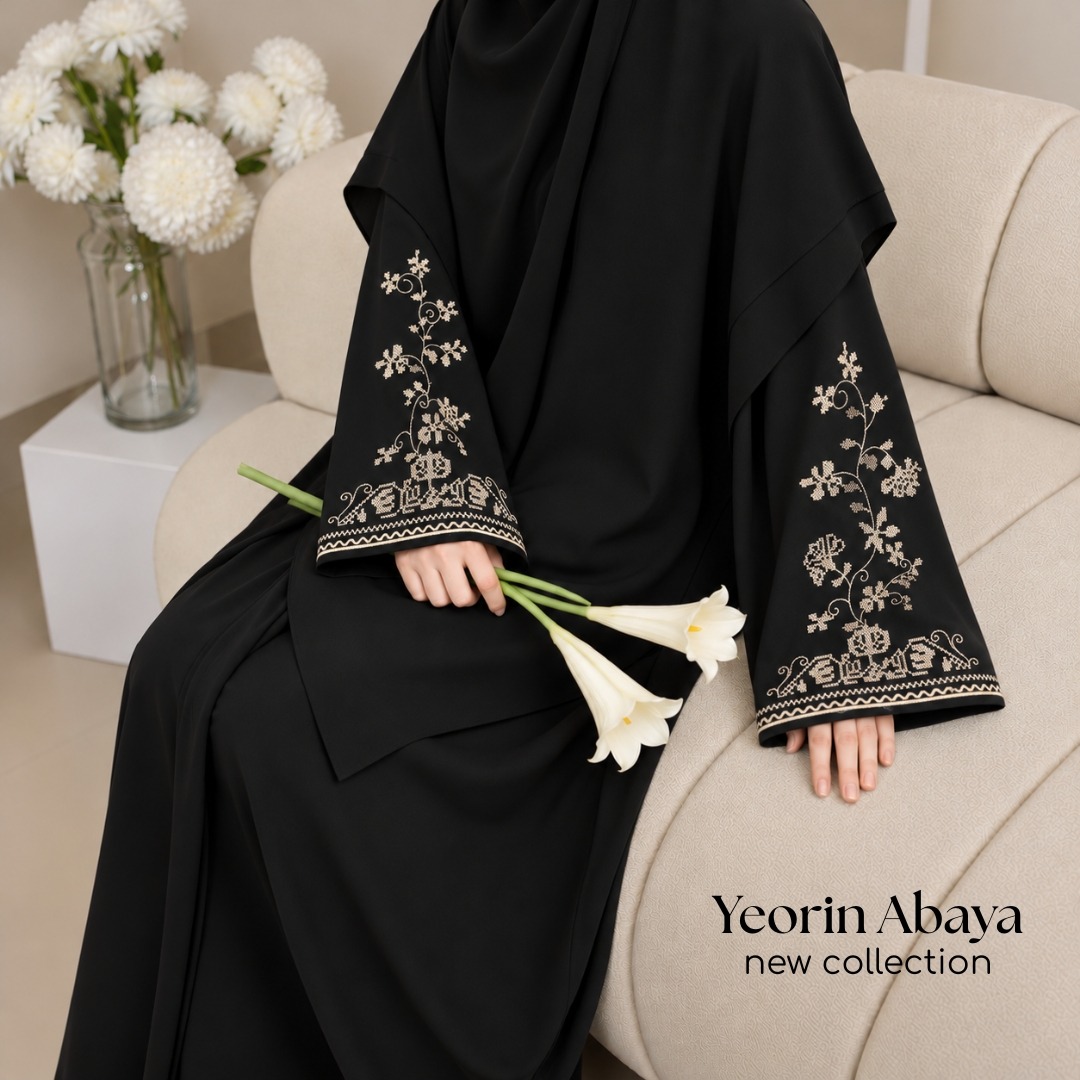 Abaya Bordir Tangan Elegan dan Mewah Busui Friendly - Yeorin Abaya by KUPNAD