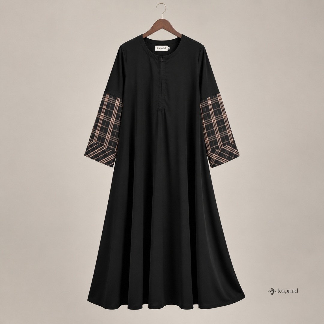 Abaya Hitam Mewah Elegan Jetblack Premium - Lana Abaya by KUPNAD