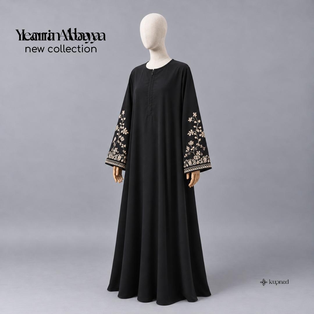 Abaya Bordir Tangan Elegan dan Mewah Busui Friendly - Yeorin Abaya by KUPNAD