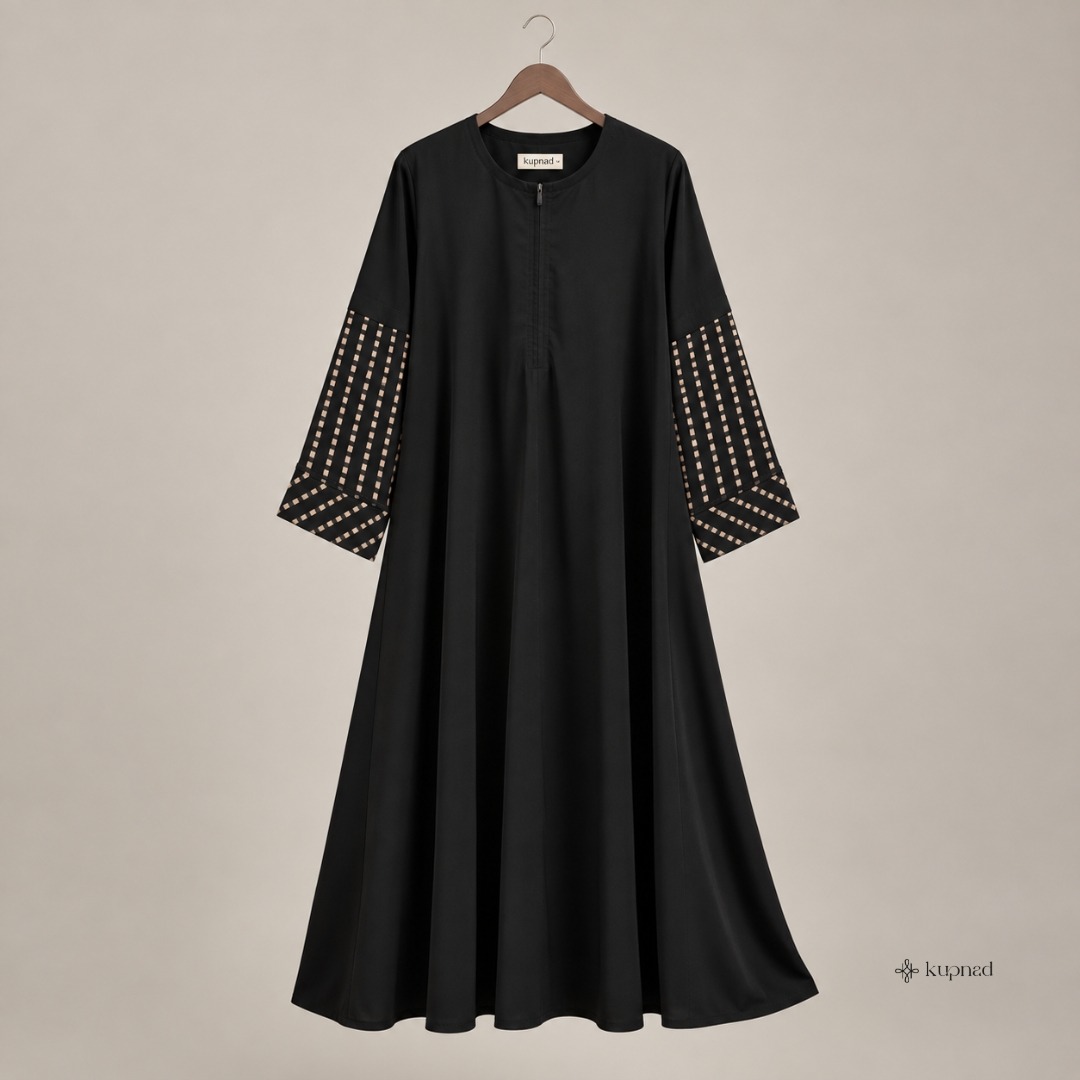 Abaya Hitam Mewah Elegan Jetblack Premium - Lana Abaya by KUPNAD