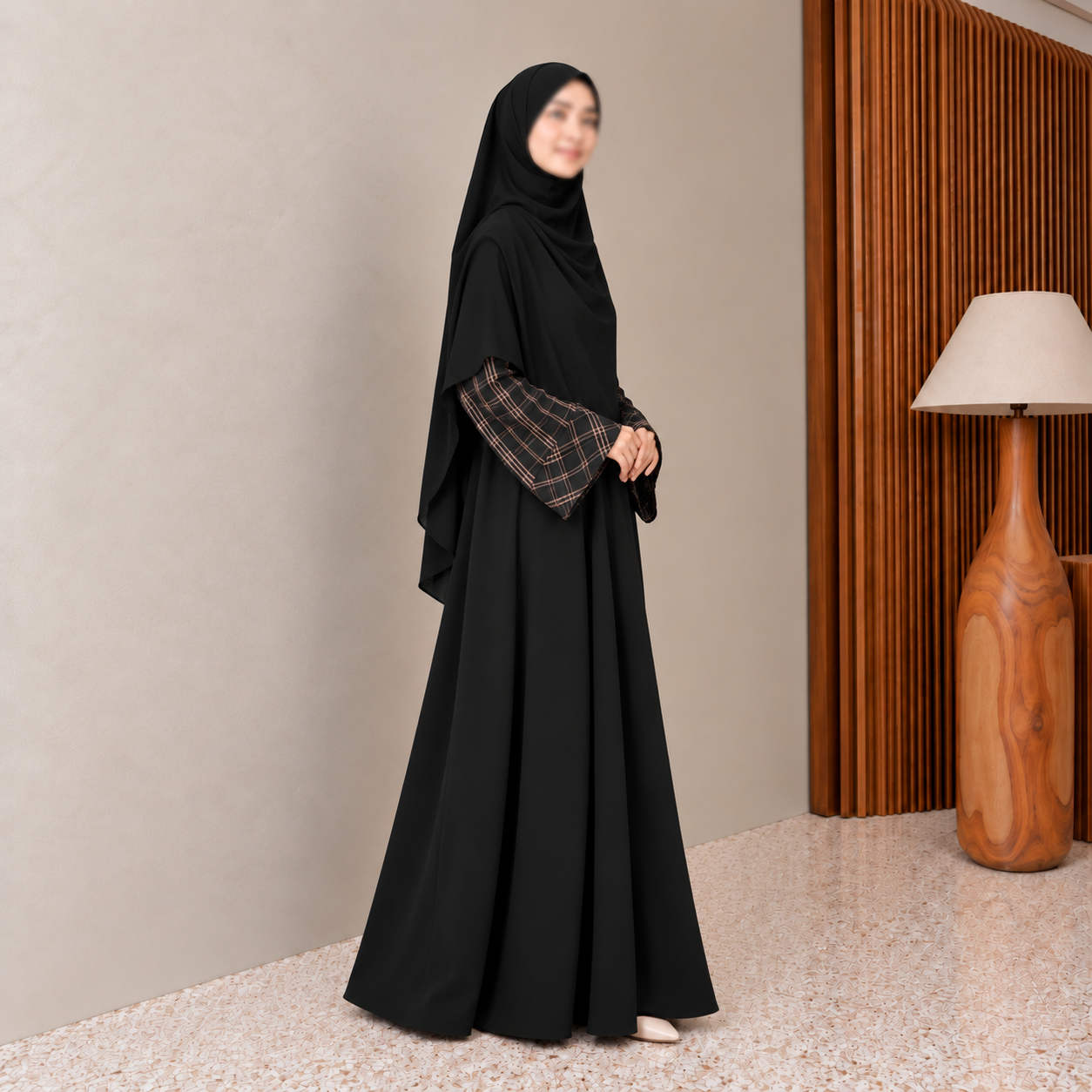 Abaya Hitam Mewah Elegan Jetblack Premium - Lana Abaya by KUPNAD