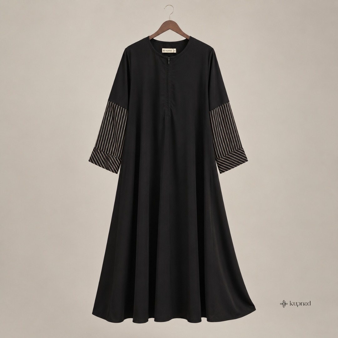 Abaya Hitam Mewah Elegan Jetblack Premium - Lana Abaya by KUPNAD
