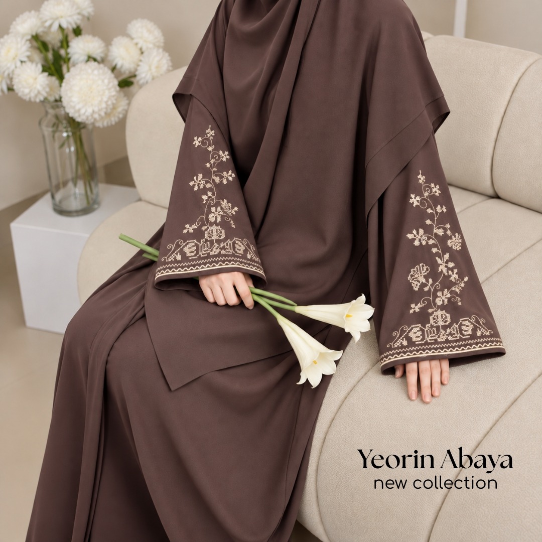 Abaya Bordir Tangan Elegan dan Mewah Busui Friendly - Yeorin Abaya by KUPNAD