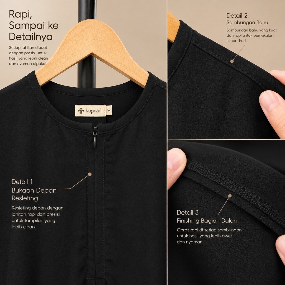 Abaya Hitam Mewah Elegan Jetblack Premium - Lana Abaya by KUPNAD