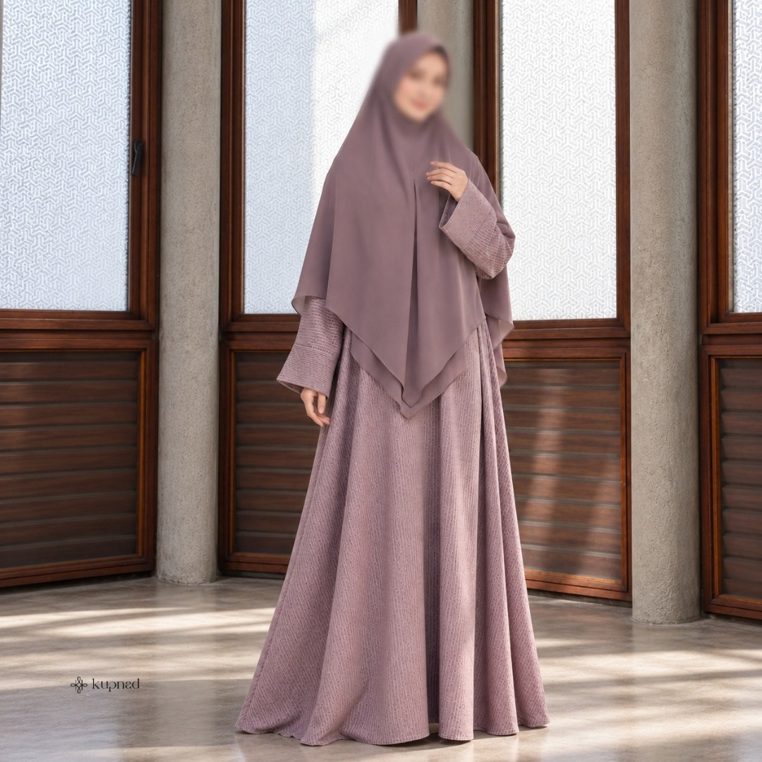 Abaya Premium Motif Emboss Elegan Busui Friendly - Samira Abaya by KUPNAD