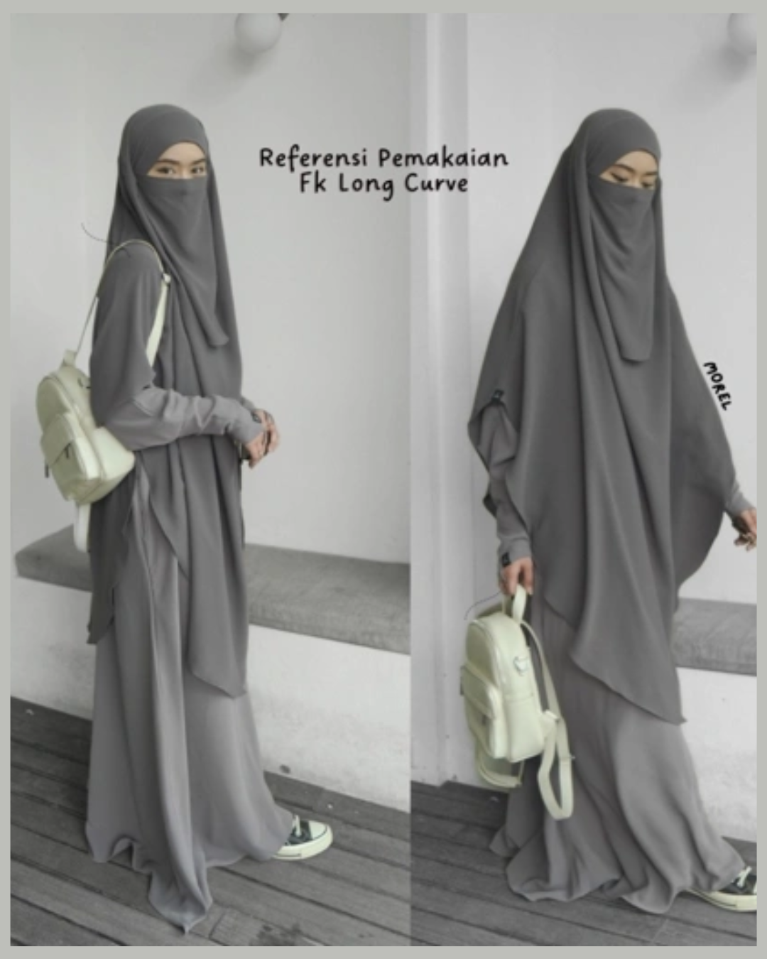 ⁠French Khimar Curve Long Mazen Anti UV