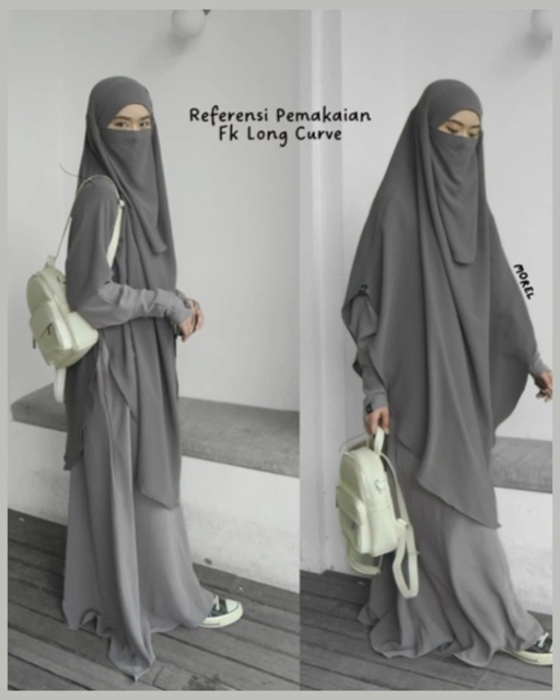 ⁠French Khimar Curve Long Mazen Anti UV