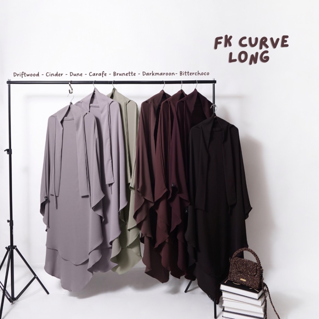 ⁠French Khimar Curve Long Mazen Anti UV