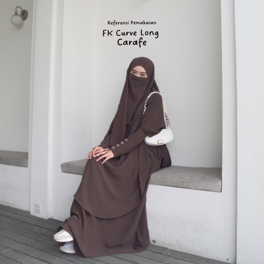 ⁠French Khimar Curve Long Mazen Anti UV