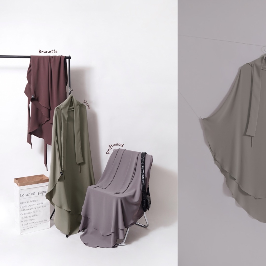 ⁠French Khimar Curve Long Mazen Anti UV