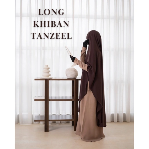 Image of LONG KHIBAN TANZEEL Khimar Bandana Panjang Khiban Lebar Khimar Umroh Haji Khiban Jumbo