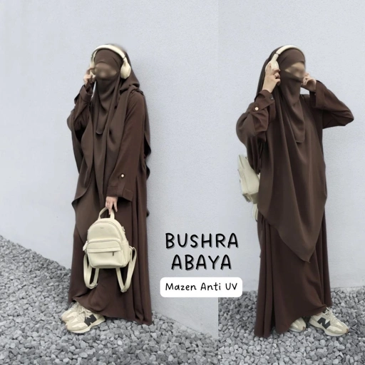 Image of Bushra Abaya (ABAYA SAJA) Mazen Anti UV Abaya Umroh Haji Abaya Kajian Abaya Polos Hitam Abaya Anti gerah Abaya Dailywear