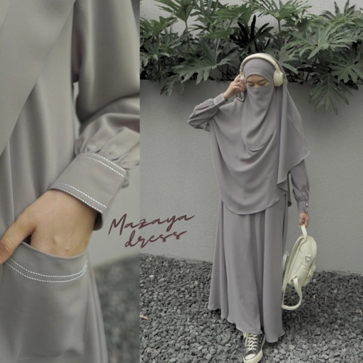 Image of Mazaya Dress (DRESS SAJA) Mazen Anti UV Busui Dress Kondangan Gamis Formal Dress Lamaran Cantik Dress Kancing