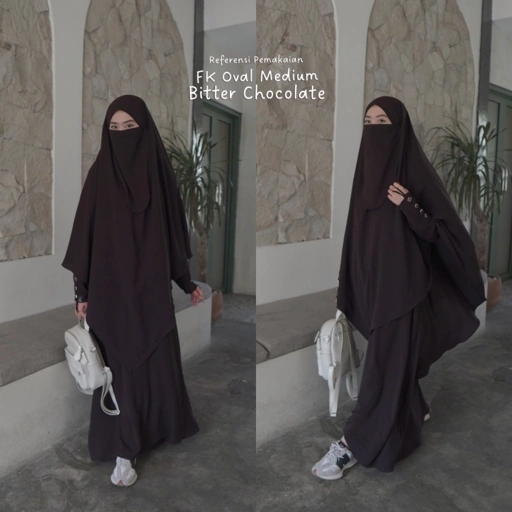 ⁠French Khimar Oval Medium Almahya Anti UV