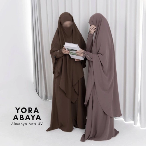 Image of Almahya Anti UV YORA ABAYA (ABAYA SAJA) Umroh Haji Arab Abaya Polos Jumbo Batwing Abaya Busui Simpel Abaya Hitam Gelap Abaya Premium