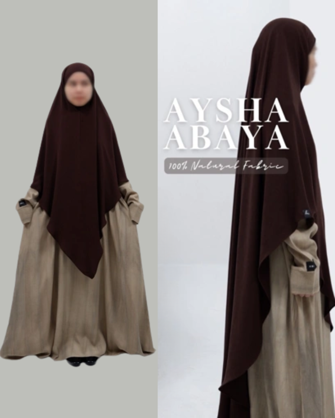 ⁠Aysha Abaya Natural Fabric