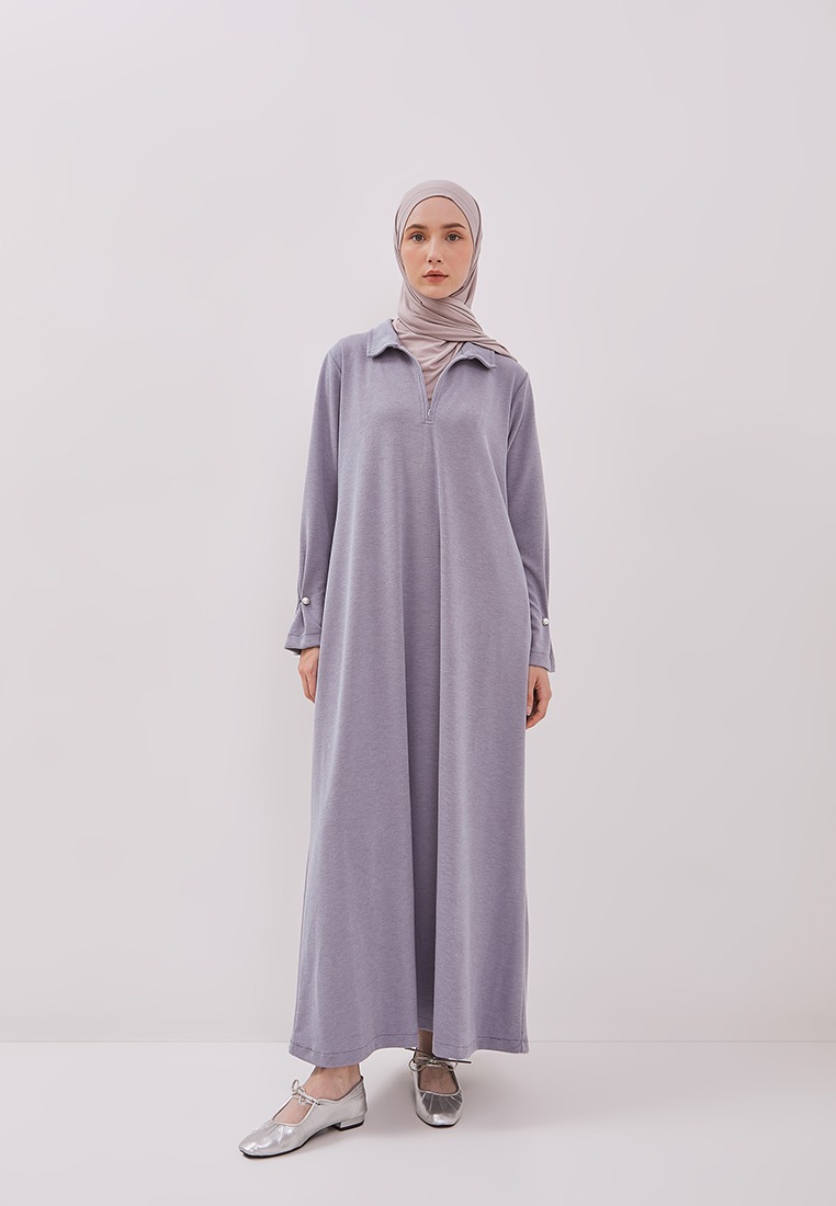 Zipped Collar Knit Abaya