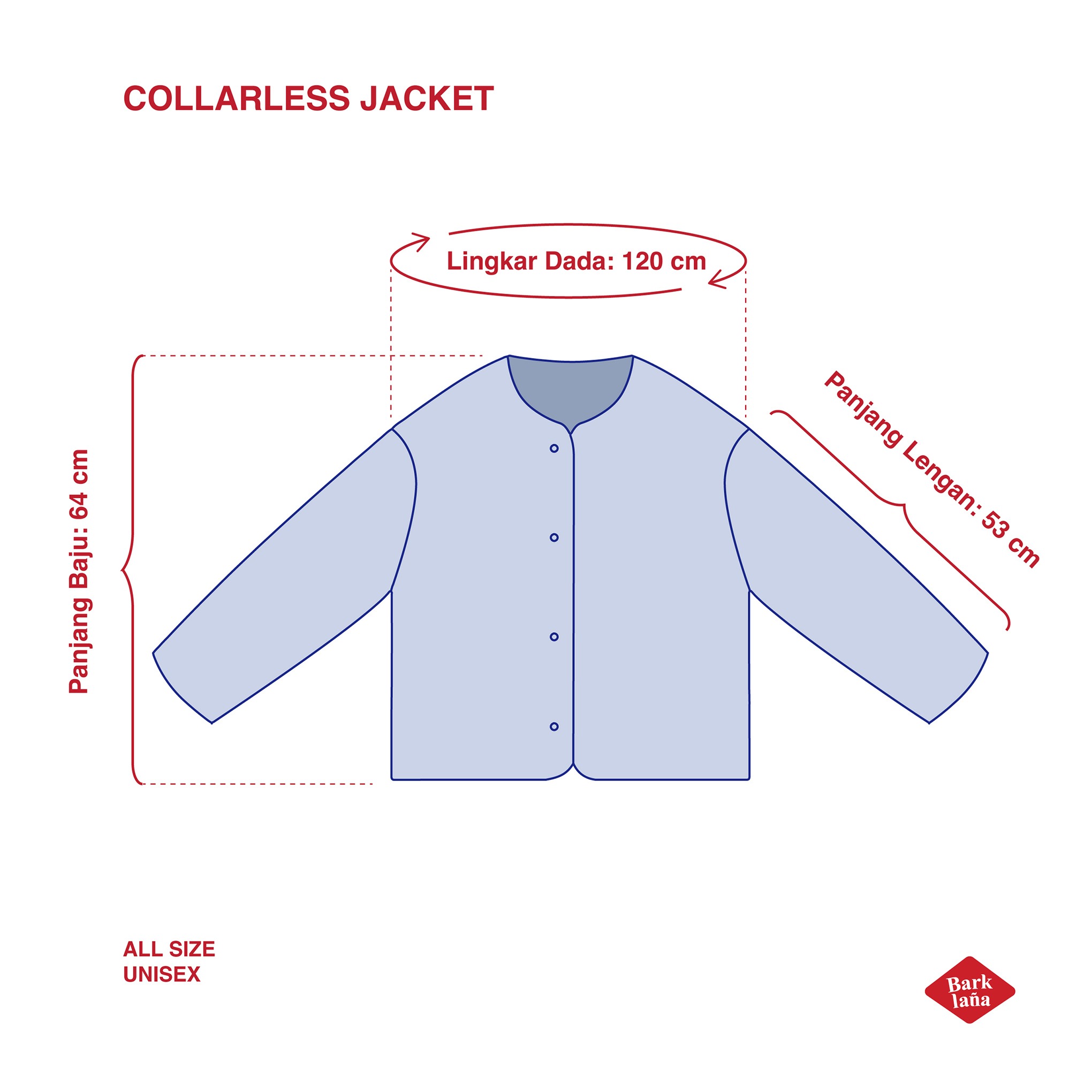 Barklana - Collarless Jacket - Terracotta