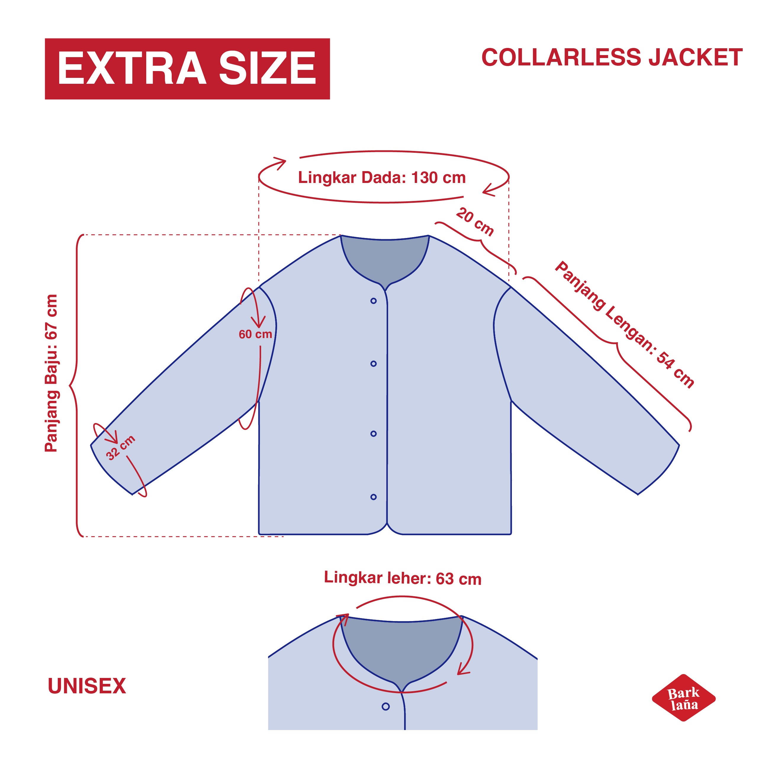 EXTRA SIZE - Barklana - Collarless Jacket - Olive