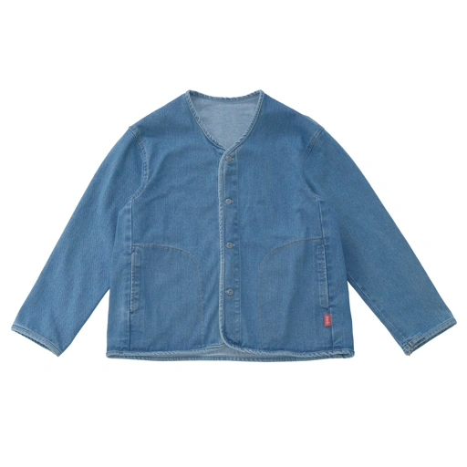 Image of Barklana - Collarless Jacket - Light Blue Jeans