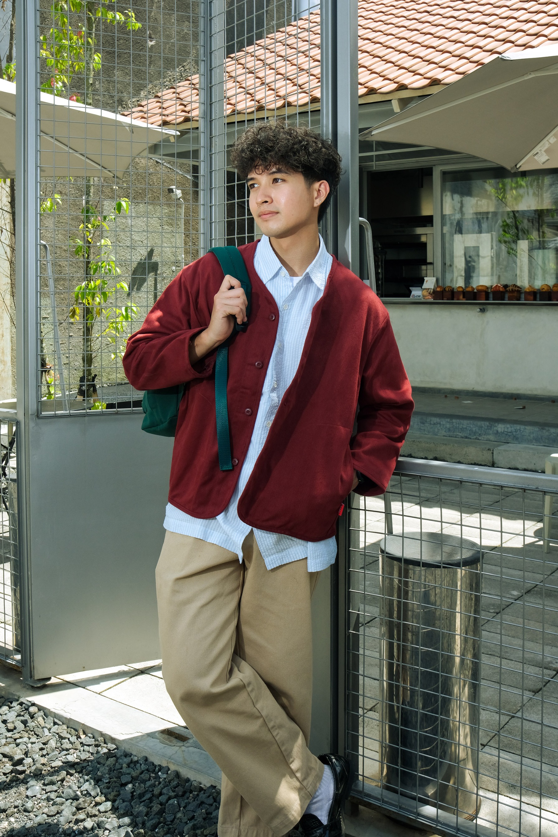 Barklana - Collarless Jacket - Maroon