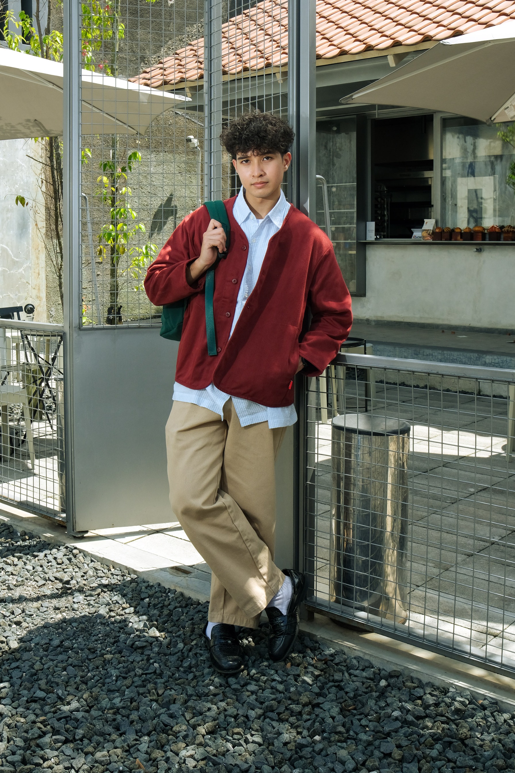 Barklana - Collarless Jacket - Maroon