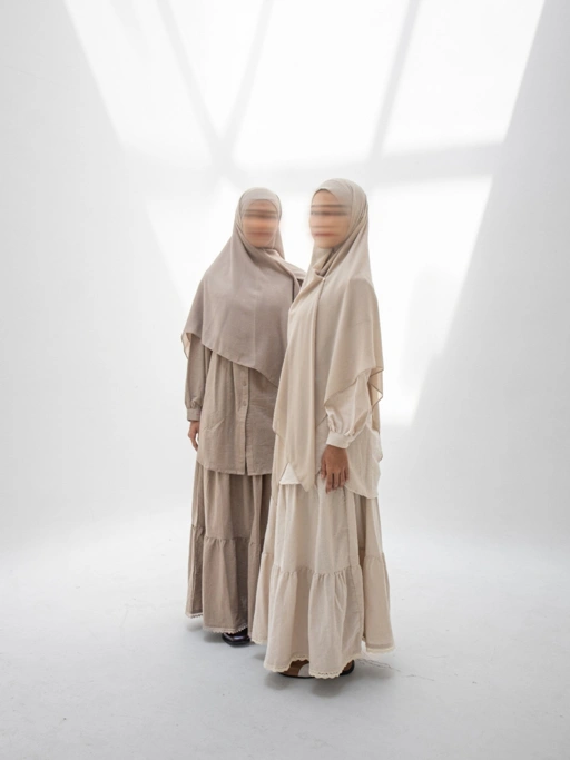 Aaleeyah - VIVIAN One Set Setelan Wanita Katun Linen (2in1, Tunik dan Rok)