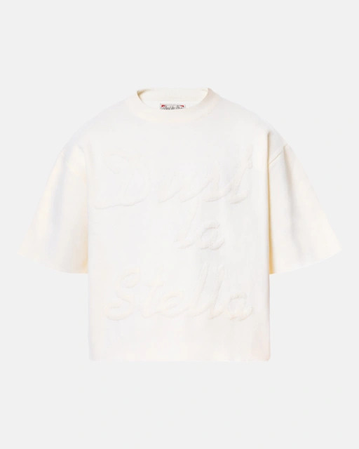 Signature Knit Short Sleeve - White on White 