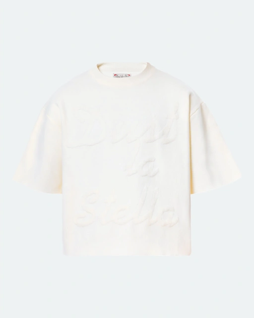 Signature Knit Short Sleeve - White on White 