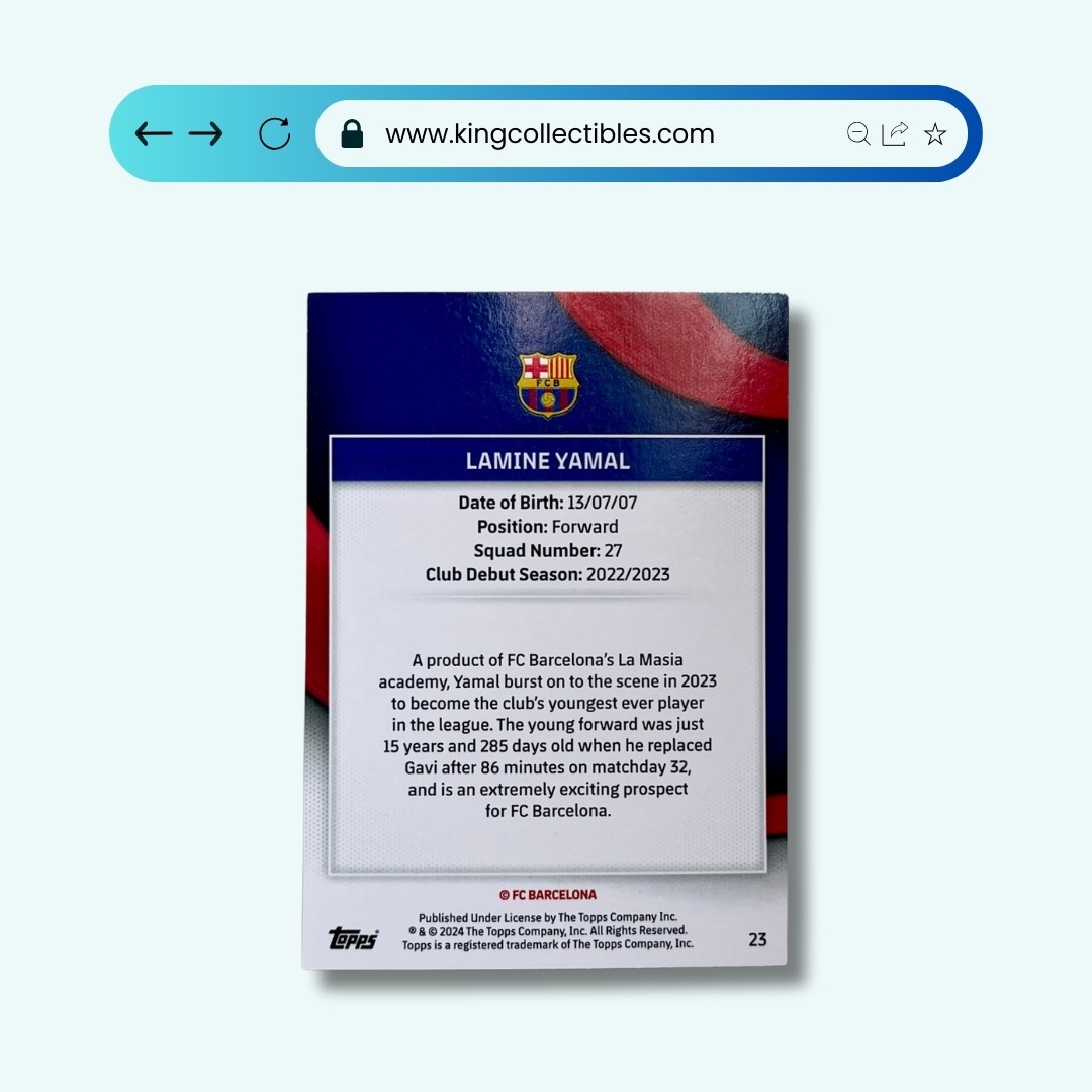 Lamine Yamal Barcelona Team Set #23 RC Rookie Topps 2024